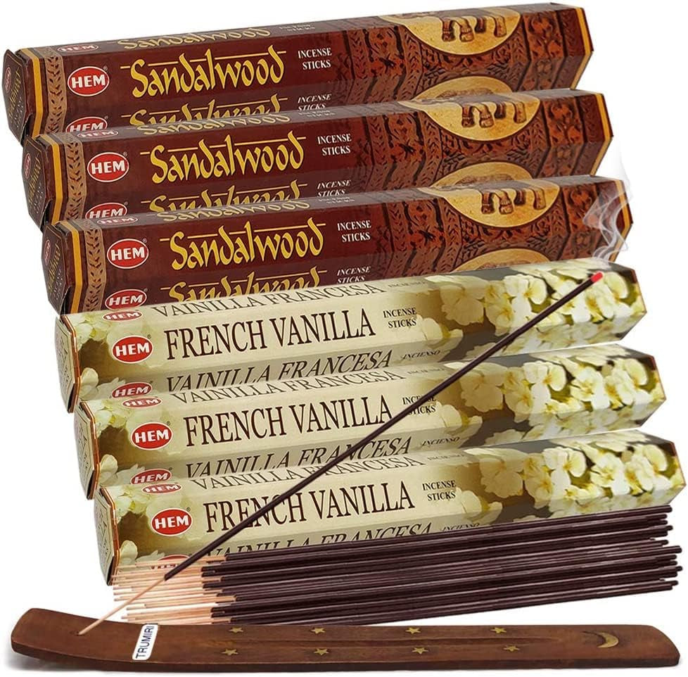 Frankincense Incense Sticks and Myrrh Incense Sticks with Incense Holder Bundle for Spiritual Décor and Home Fragrance