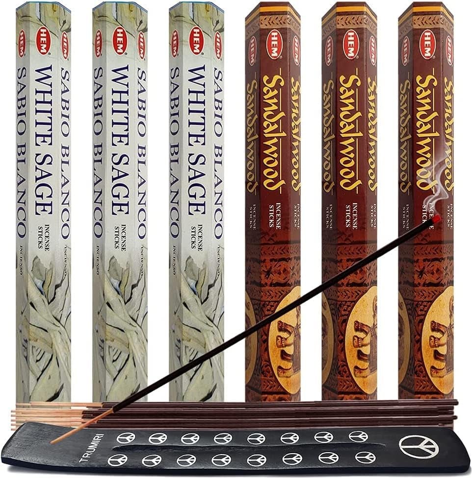 Frankincense Incense Sticks and Myrrh Incense Sticks with Incense Holder Bundle for Spiritual Décor and Home Fragrance