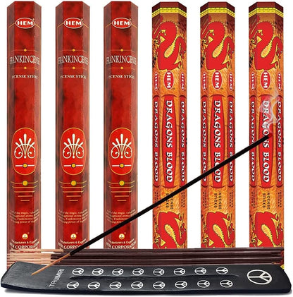 Frankincense Incense Sticks and Myrrh Incense Sticks with Incense Holder Bundle for Spiritual Décor and Home Fragrance