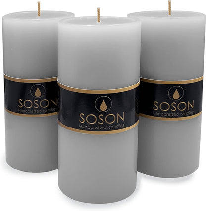 Pillar Candles Set of 3, Smooth Texture, 