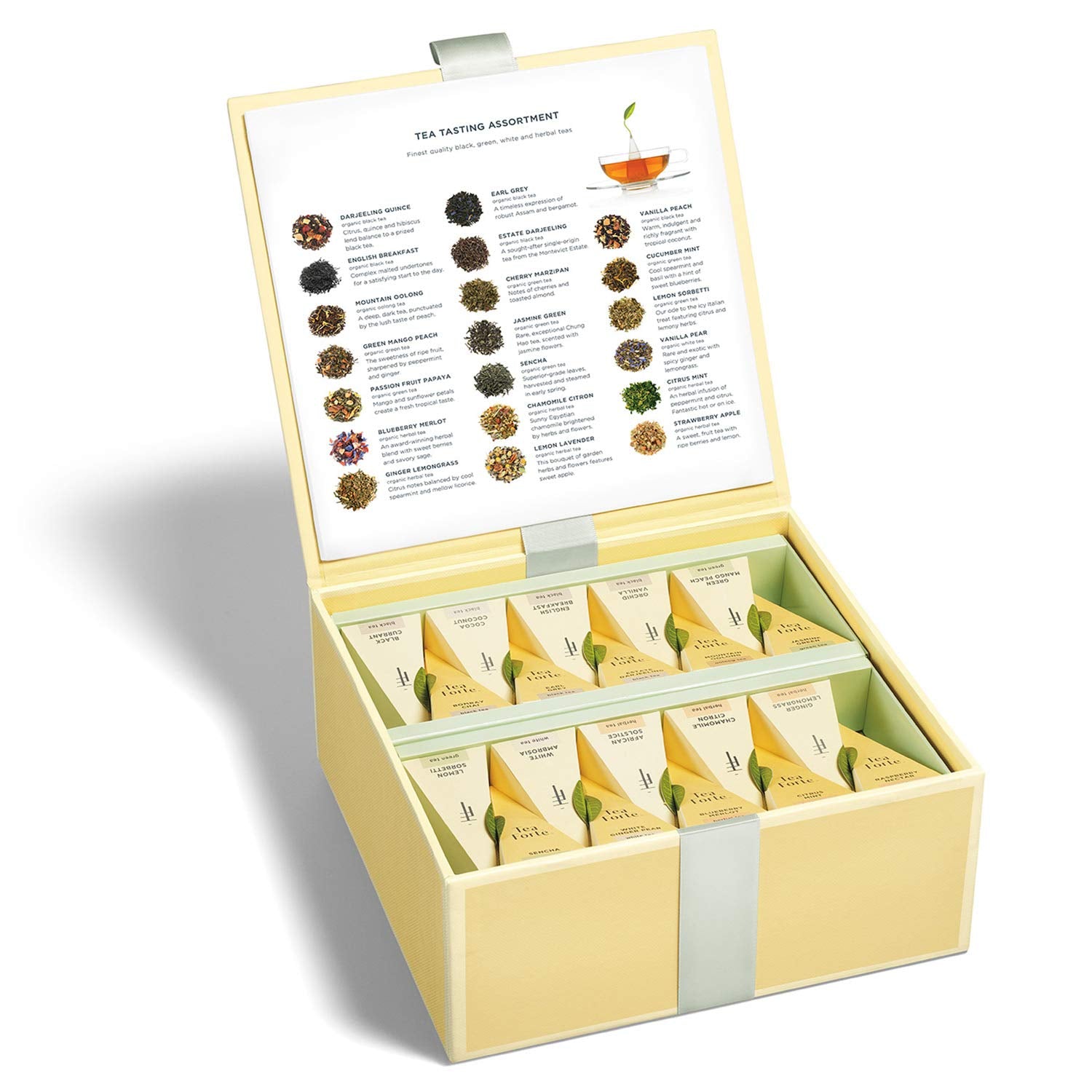 Tea Chests with 40 Handcrafted Pyramid Tea Infusers (Tea Tasting Asst)