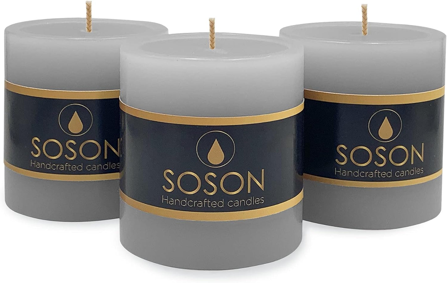 Pillar Candles Set of 3, Smooth Texture, 