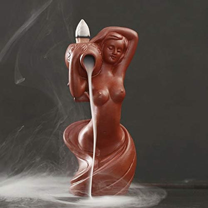 Bathing Women Ceramic Backflow Incense Burner