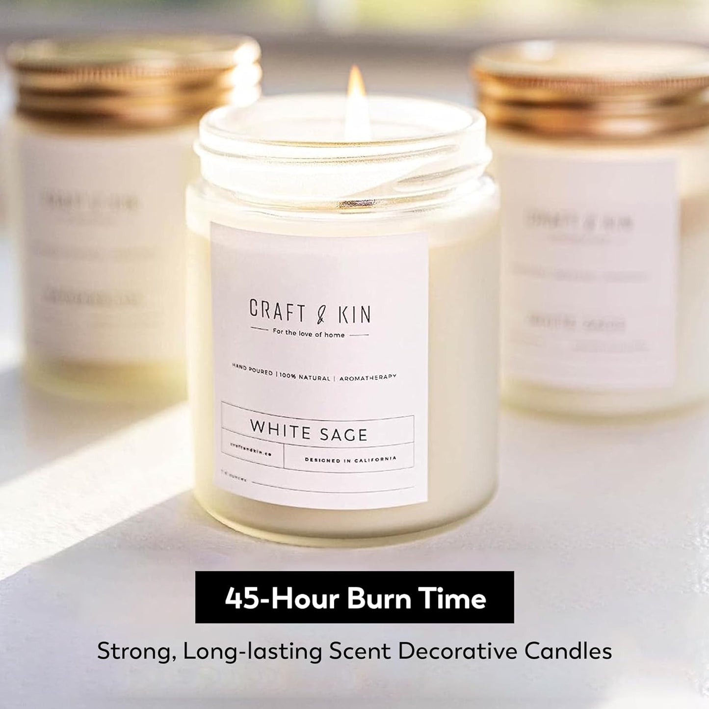 Premium White Sage Candles | Sage Candles for Cleansing House | Holiday Candles | 8 Oz 45 Hour Burn, Scented Candles for Home Scented, Soy Candles, Men Candles