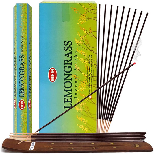 Lemongrass Incense Kit with Holder (120 Sticks)