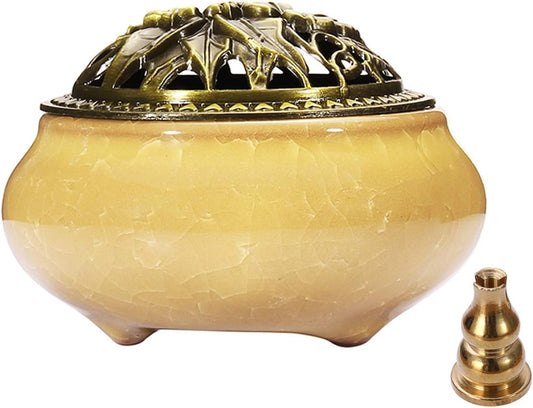 Incense Burner and Cone Incense Holder with Brass