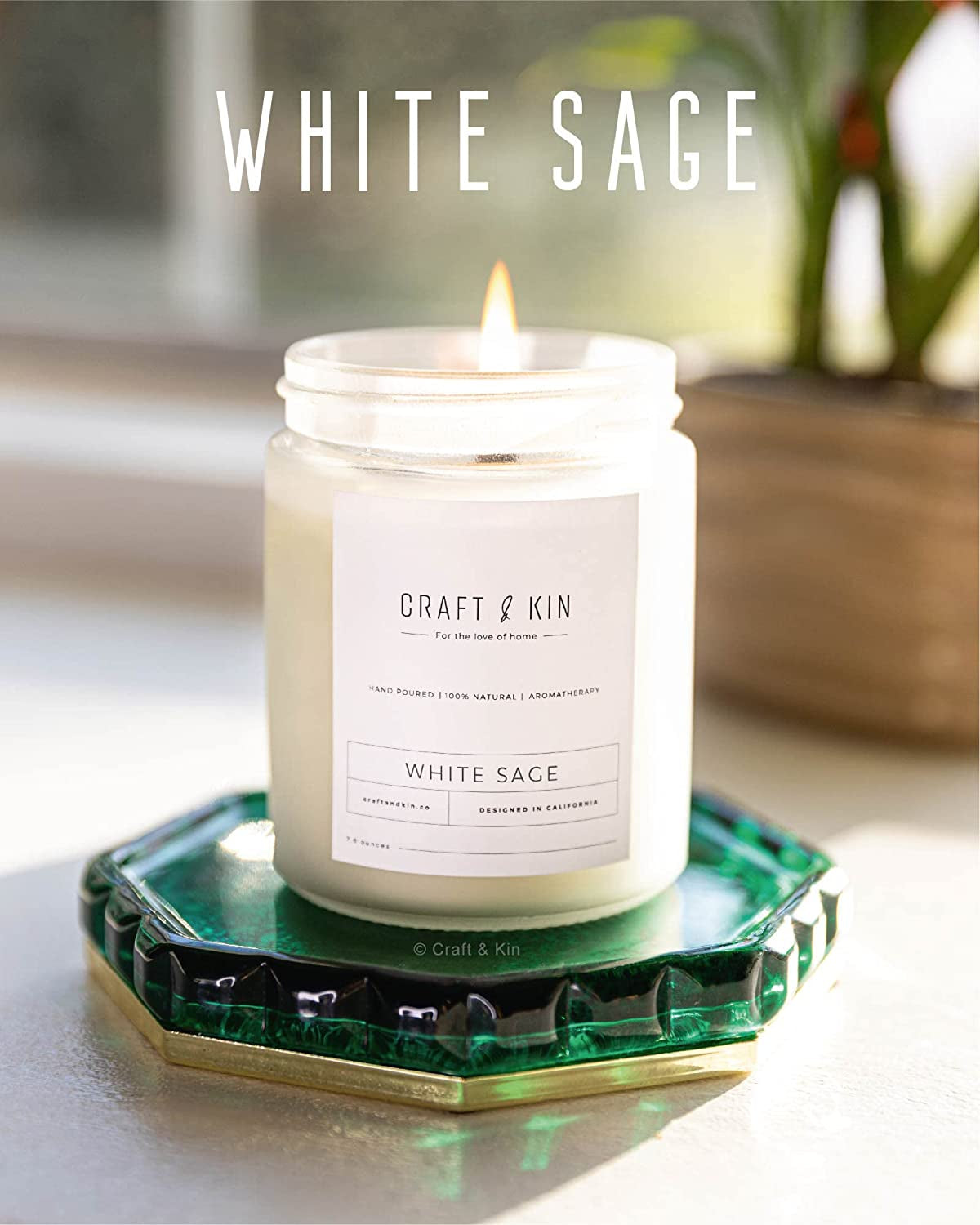 Premium White Sage Candles | Sage Candles for Cleansing House | Holiday Candles | 8 Oz 45 Hour Burn, Scented Candles for Home Scented, Soy Candles, Men Candles