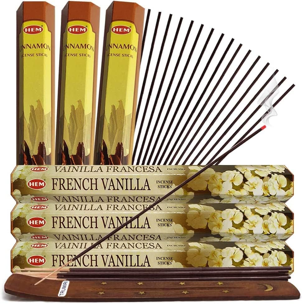 Frankincense Incense Sticks and Myrrh Incense Sticks with Incense Holder Bundle for Spiritual Décor and Home Fragrance