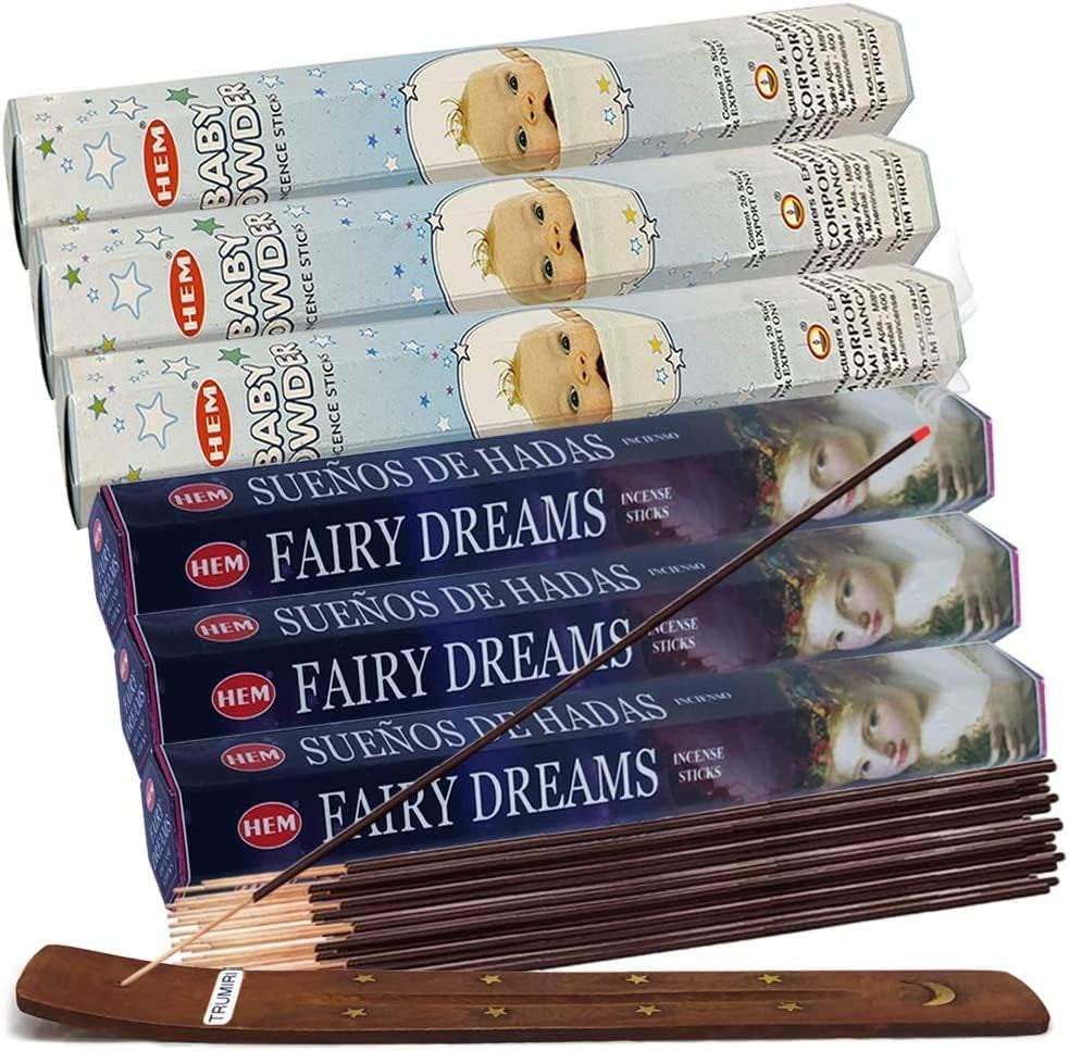 Frankincense Incense Sticks and Myrrh Incense Sticks with Incense Holder Bundle for Spiritual Décor and Home Fragrance