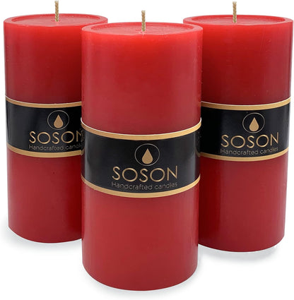 Pillar Candles Set of 3, Smooth Texture, 