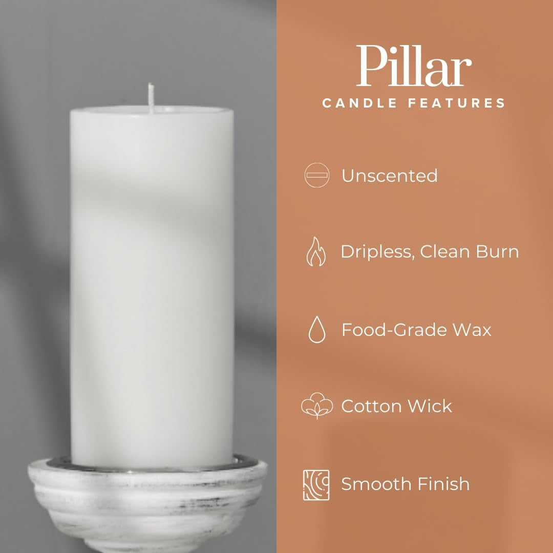 Pillar Candles Set of 3, Smooth Texture, 