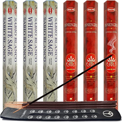 Frankincense Incense Sticks and Myrrh Incense Sticks with Incense Holder Bundle for Spiritual Décor and Home Fragrance